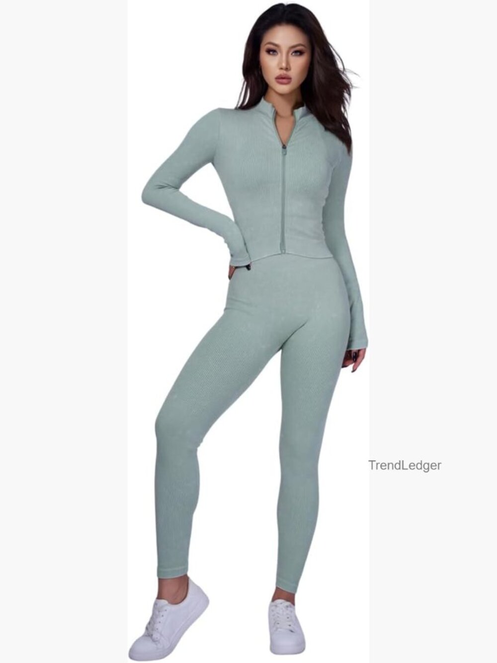 3 Piece Workout Sets High Impact Sports Bra Long Sleeve Jacket Leggings